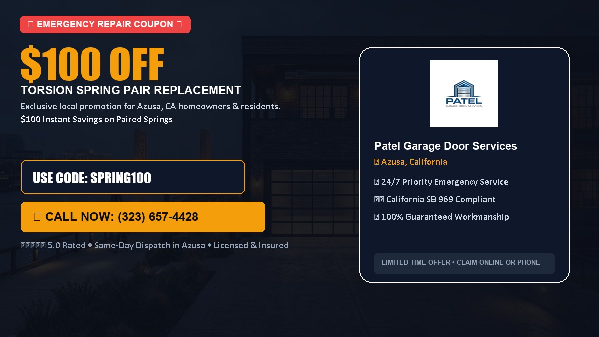 $100 OFF Heavy-Duty Torsion Spring Pair Replacement in Azusa, CA